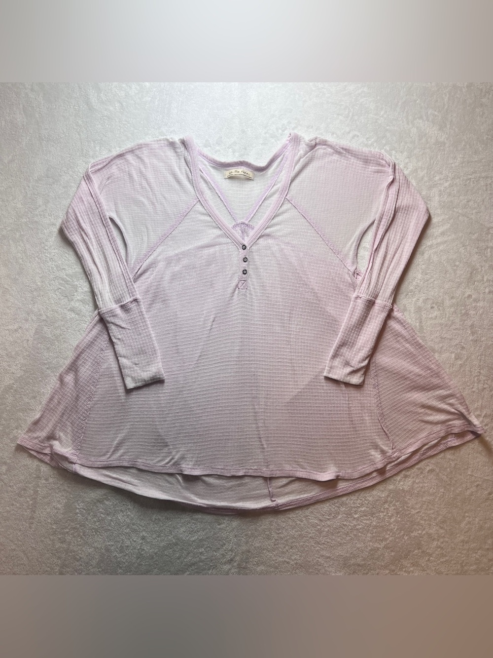 We The Free Pink Waffle Knit Henley Tunic Top Long Sleeve Size XS